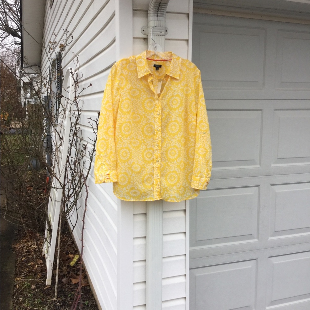 NWT Talbots Cute Yellow  & White Floral Cotton BLS - Picture 5 of 5